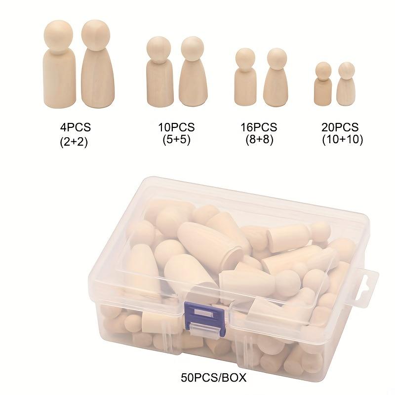 50pcs Wooden Peg Dolls Peg People Doll Bodies Wooden Figures Decorative Peg Doll People for Youngsters DIY Art Craft Painting