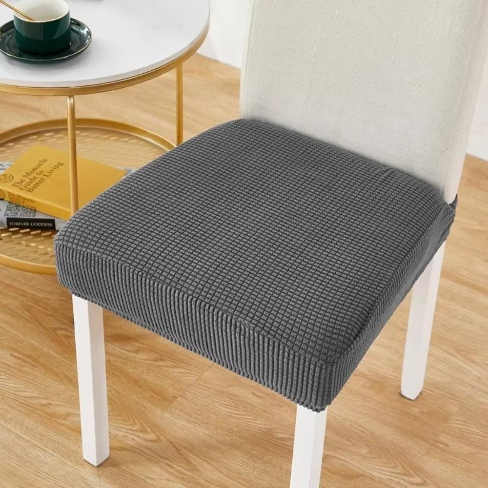 Elastic Stretch Seat Covers for Dining Chairs Waterproof Solid Color Chair Seat Slipcovers Removable Jacquard Cushion Slipcovers