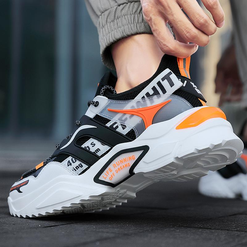 Men's Shoes Summer New Cushioning Breathable Mesh Sports Shoes Versatile Mesh PU Casual Running Shoes Men's Shoes