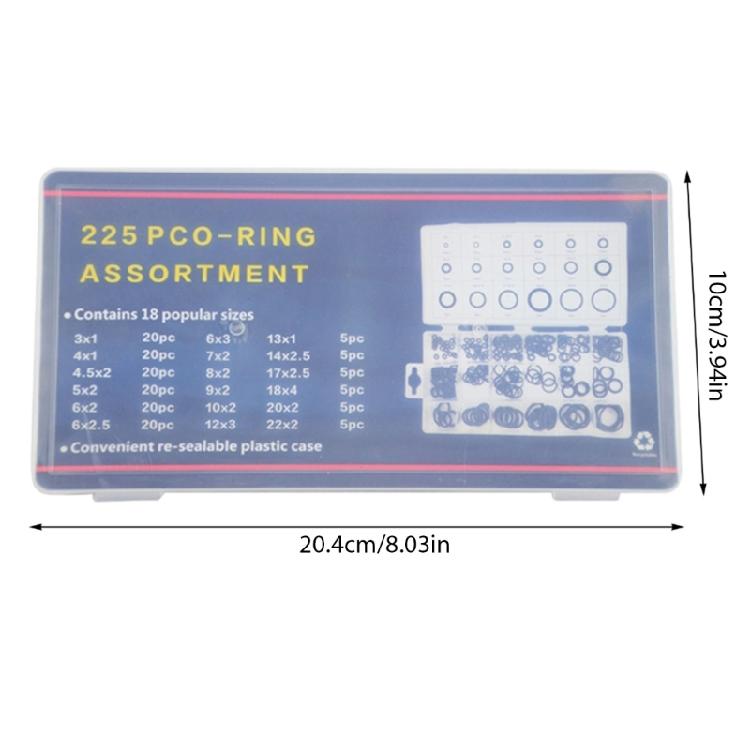 225pcs Rubber O Rings Assortment Set for Car Faucet Pressure Plumbing Repairs