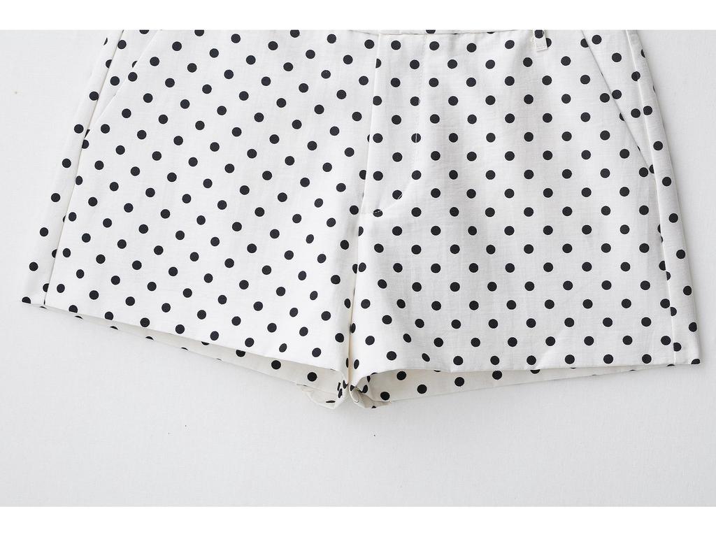 2025 Autumn Women's Polka Dot Puff Sleeve Jacket and Casual Pants Set