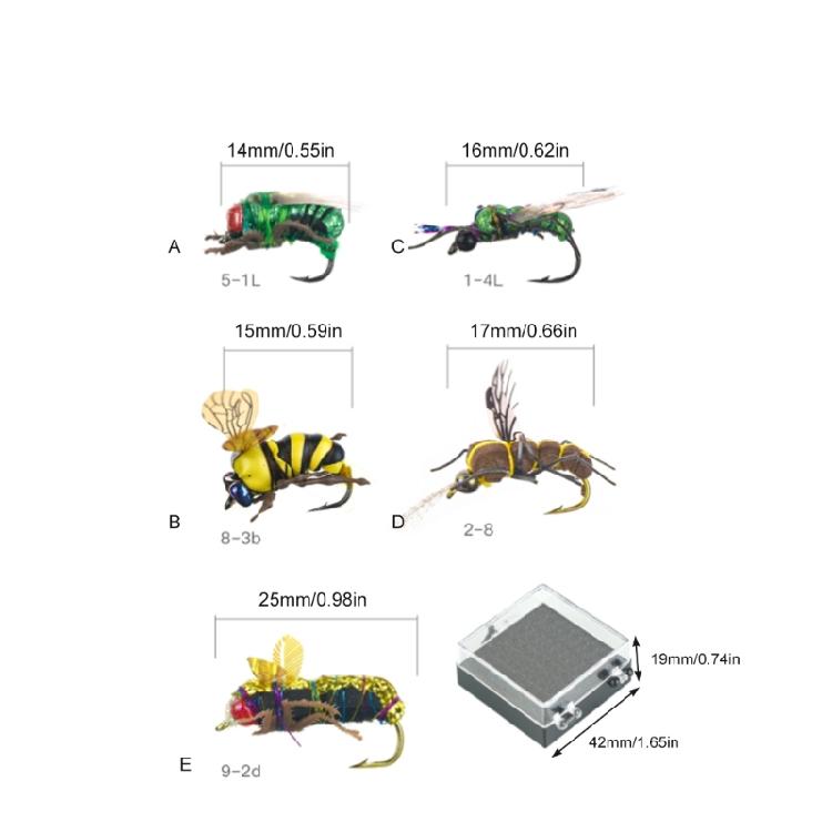 2 szt. Pływające przynęty na muchy i pszczoły z pudełkiem Sztuczne przynęty owadzie Atraktanty Sprzęt wędkarski Haczyki do wędkarstwa muchowego Przynęty