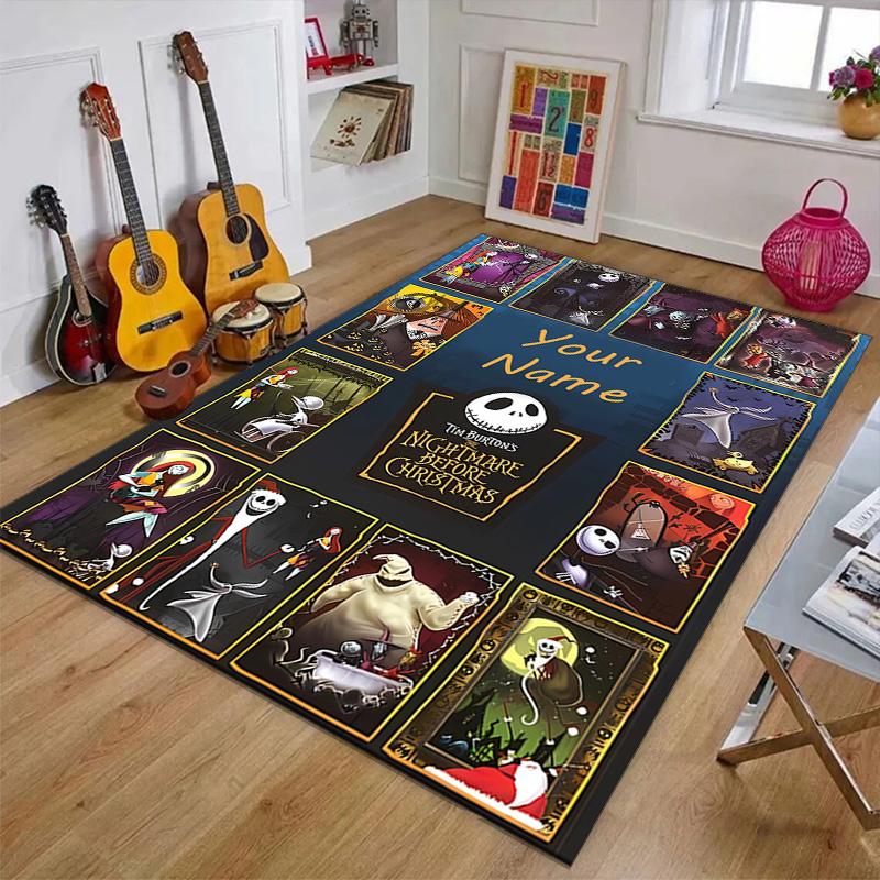 Custom Jack Mat Personalized Name, Polyester Washable Indoor Entryway Rug, Gift for Christmas, Easter, Thanksgiving Day