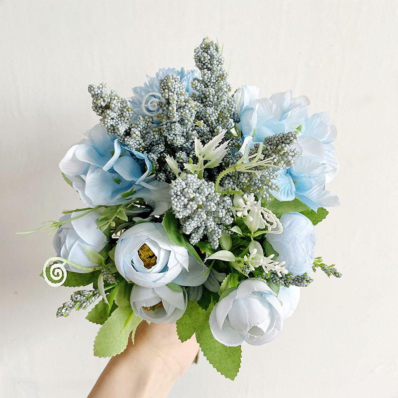 Elegant Real Touch Artificial Silk Flowers Bridal Wedding Bouquet For Home Party Decor