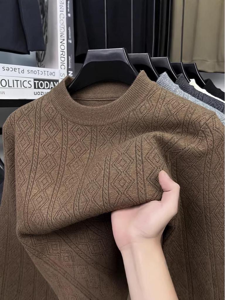 Herren-Jacquard-Rundhalspullover, Wintermode 2025