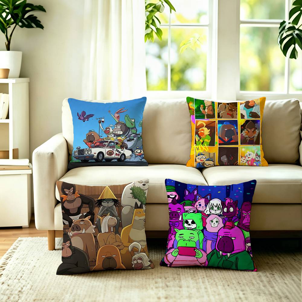 Anime OOdd Taxi Pillow Case Square DoubleSided Sofa Cushion Cover Bedroom Bedside Pillow
