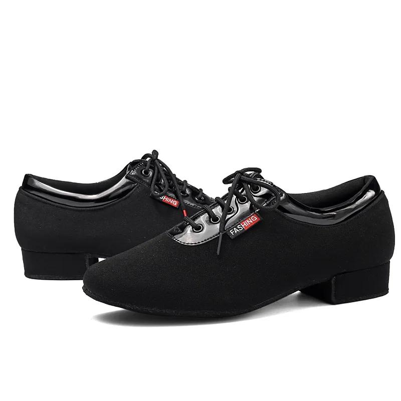 Men Oxford Cloth Standard Dance Ballroom Cloth Straight Outsole Practice Competition Modern Dancing Sport Shoes Sneakers