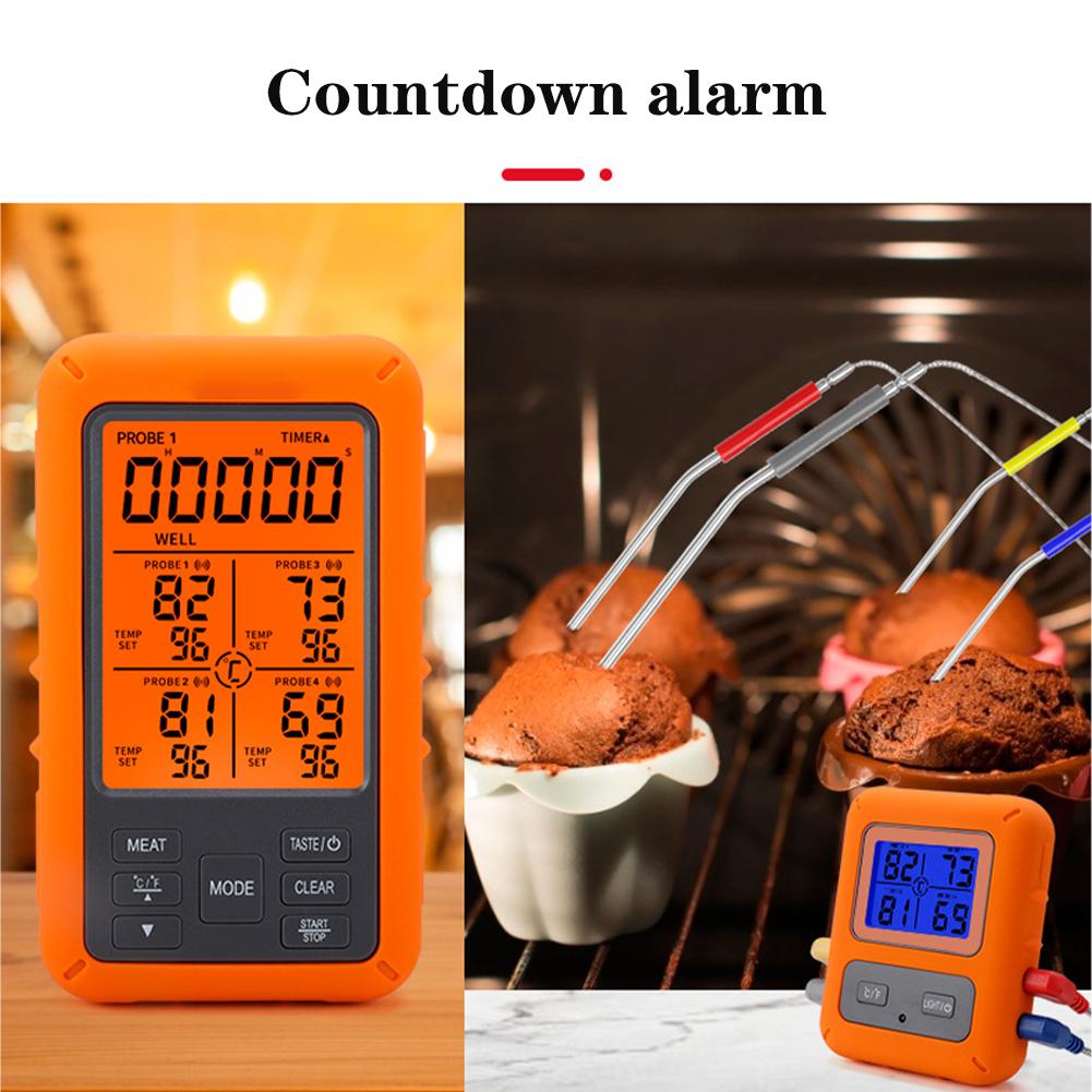 Trådlös Kötttermometer Digital Fjärrstyrd Grilltermometer 4 Sonder 9 Köttlägen