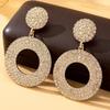 Stylish Rhinestone Circle Earrings - European & American Design