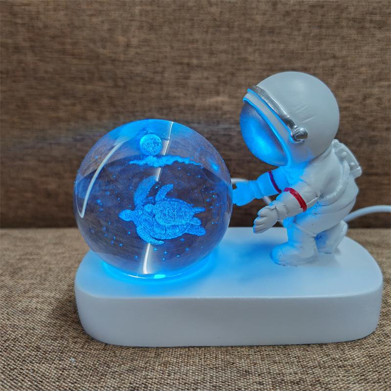 Astronaut Creativ 3D Minge de Cristal Led Lumină de noapte pentru Dormitor Copii Planetă Spațiu Lampă Sistem Solar USB Cadou de Crăciun pentru copii