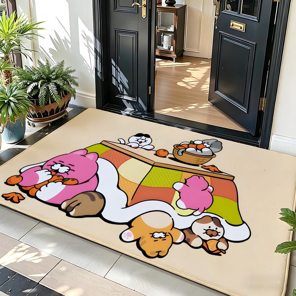 Festival C-Cat D-Day Floor Mat Soft Flannel Floor Mat  Suitable for Entryways, Living Rooms, Bedrooms, and Bathrooms