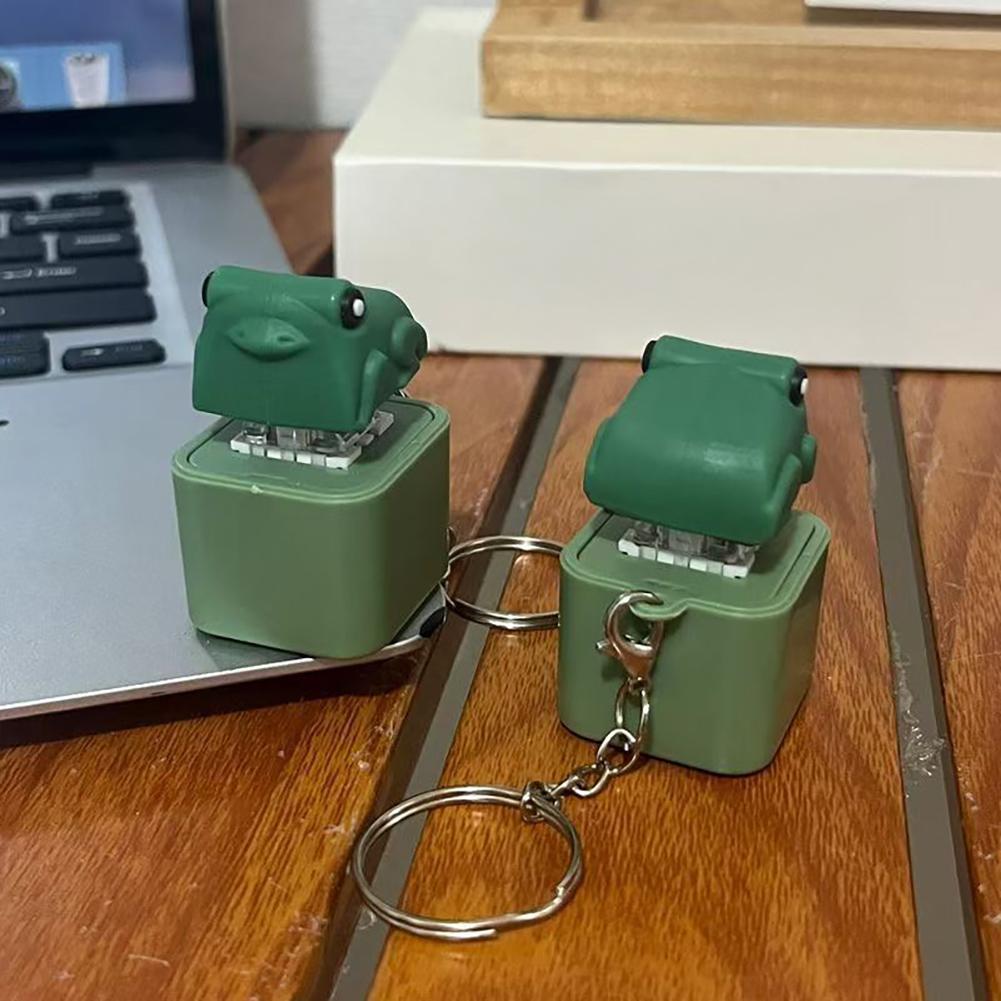 Rechargeable Frog & Duck Fidget Keychain Clicker with LED Light & Croaking Sound Keyboard Stress Relief Toy Keyring