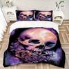 3pcs Skull Flowers Duvet Cover Set, Cover For Bedroom Guest Room (1 Duvet Cover + 2 Pillowcase, Without Quilt),  yy250922193