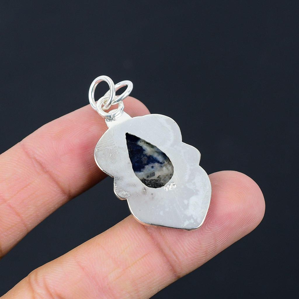 Friendship Day Sale Pear Natural Sodalite Wife Pendant Jewelry Sterling Silver