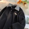 Herren Herbst- und Wintermodelle aus gepolstertem und verdicktem Cord-Sweatshirt, einfarbiges Pullover-Oberteil mit Jugendrevers