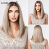 LOUIS FERRE 13x6 Lace Wig Long Straight Light Blonde Wigs with Dark Root for Women Daily Party Cosplay Wedding High Density