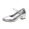 Damen Silber Weiches Leder Mittelhoher Absatz Gesellschaftstanzschuhe