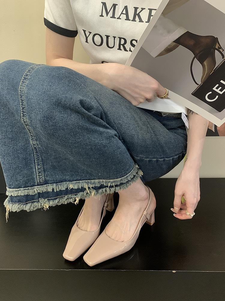 

Французские серебристые туфли-лодочки с темпераментным бантом, туфли феи 2024 новая летняя черная квадратная голова высокий каблук одинарная обувь 39 розовый