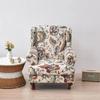 Stretch Print Wing Chair Cover Spandex Elastic Armchair Covers Europe Wingback Relax Sofa Slipcovers with Seat Cushion Cover