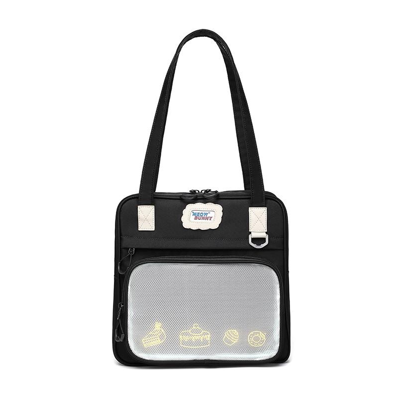 

MeowBunny Dessert Time пригородная большая сумка женская студенческая классная сумка холщовая сумка через плечо чёрный