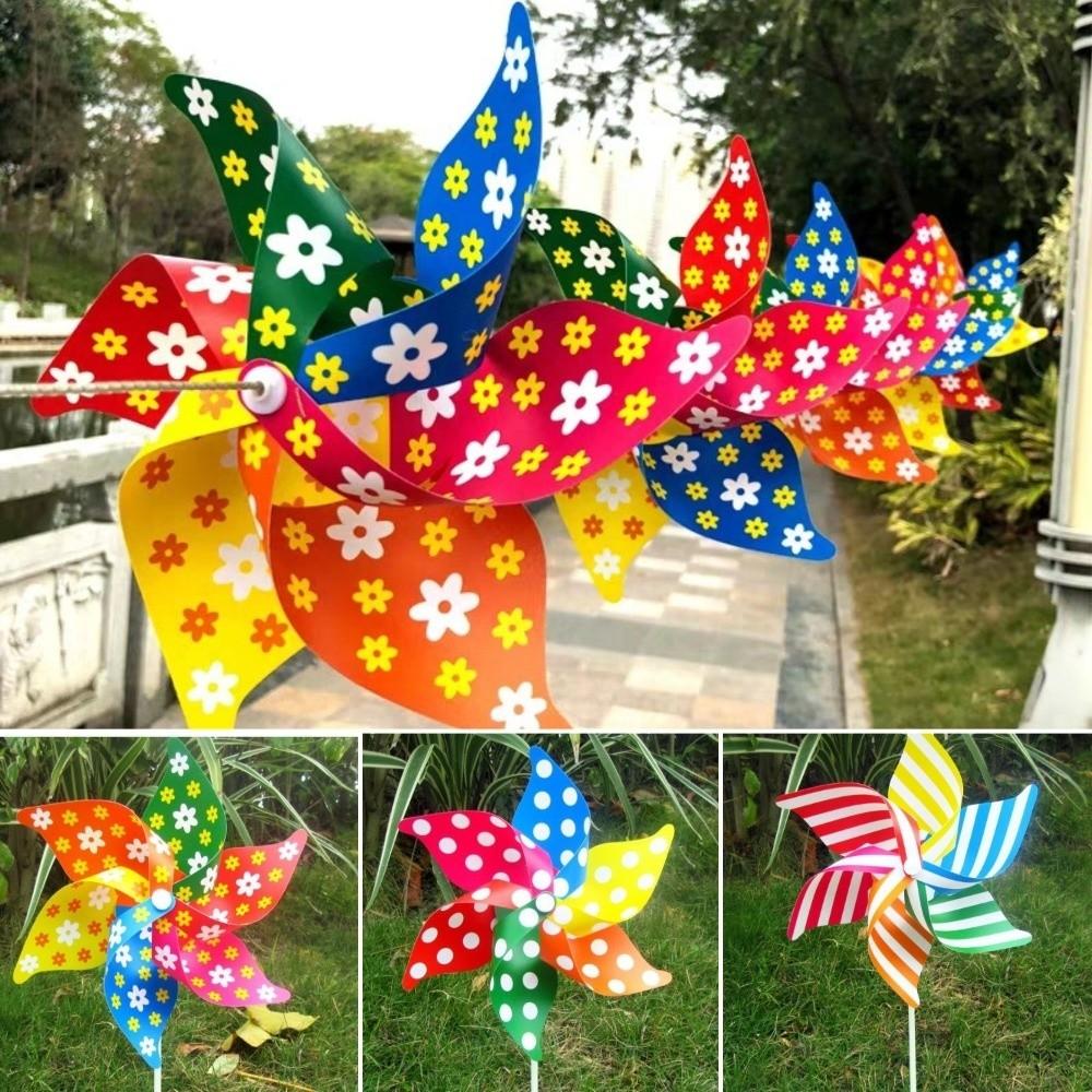 3D Flower Colorful Windmill String Mounted Bird Repeller Spinning Outdoor Pinwheel  Garden Yard