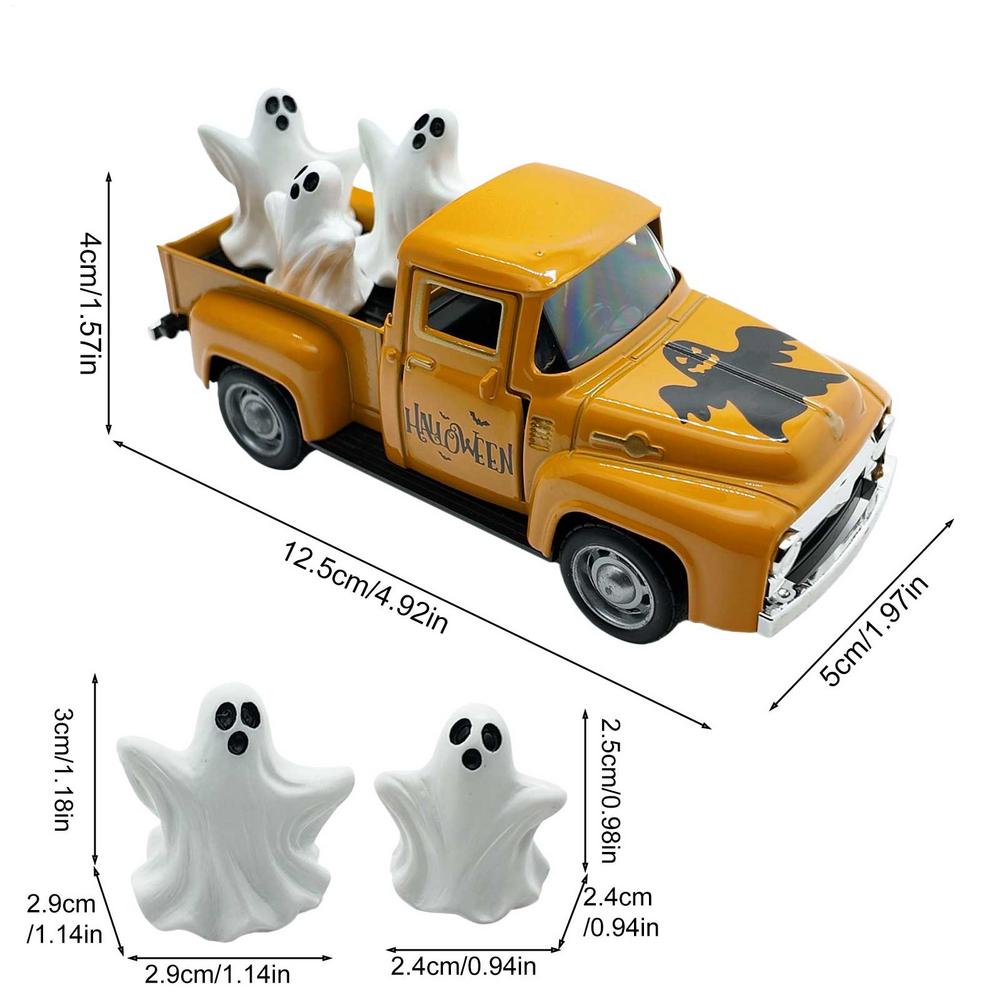 Halloween Ghost Decor Mini Ornaments For Tabletop Funny Truck Ghost Desktop Figurine For Halloween Showcase Entryway Classroom