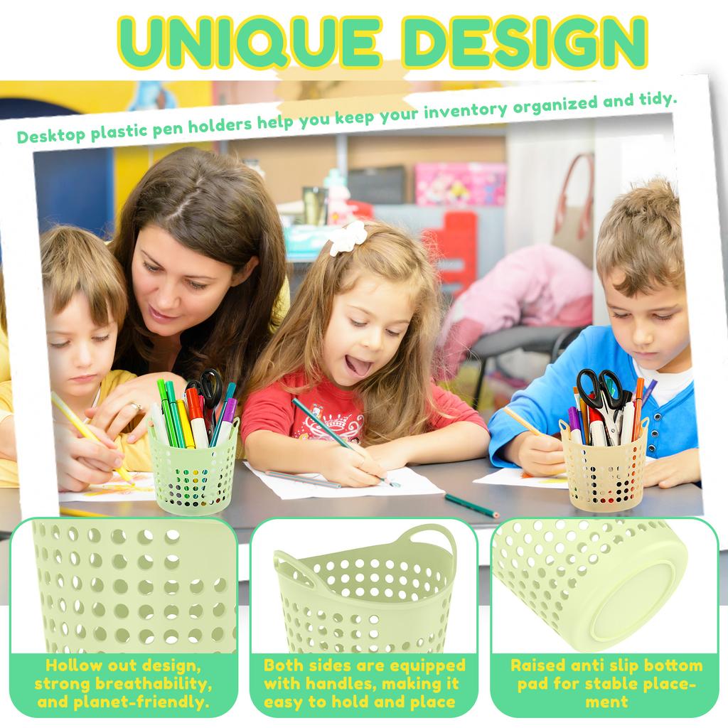 48Pcs PP Desktop Pencil Holder Large Capacity Desktop Pencil Basket Openwork Mini Storage Basket Space Saving for School Office