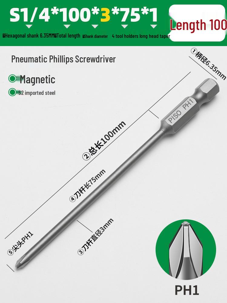 Hexagonal Magnetic Pneumatic Air Screwdriver, S2 1/4 Electric Bit Set