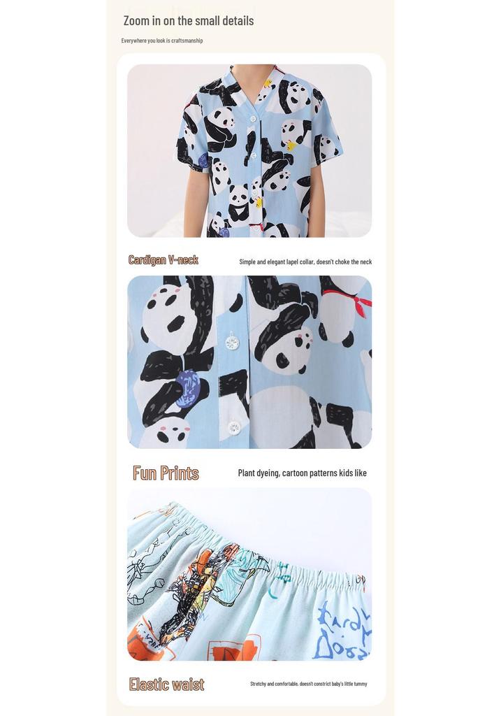 Kids' Thin Cotton Silk Summer Pajamas Set for Boys & Girls - Home Wear for Middle & Older Children