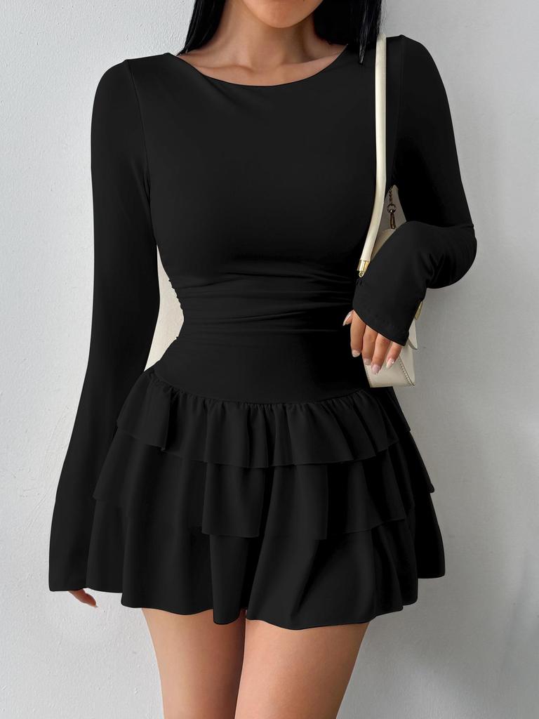 Vestido Europeo y Americano Adelgazante para Mujer de Manga Larga Otoño/Invierno