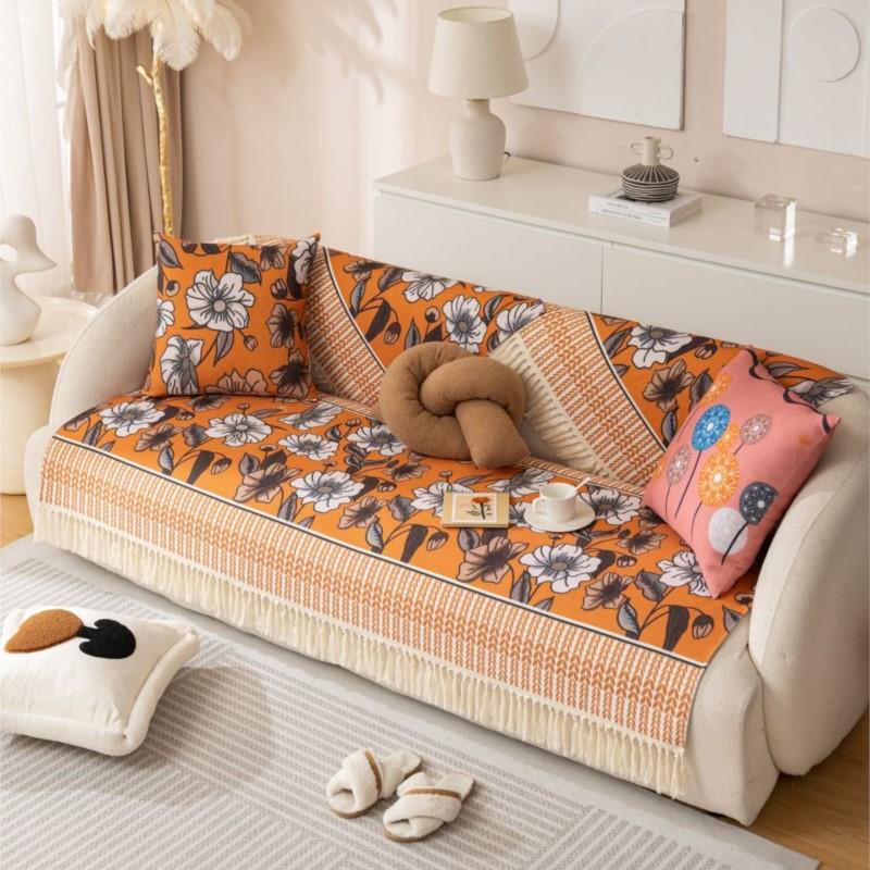 

Роскошные чехлы для диванов с кисточками, чехлы для диванов в гостиную, нескользящие чехлы для подлокотников, подушки для дивана, универсальные чехлы для диванов с цветами из льна 70X70