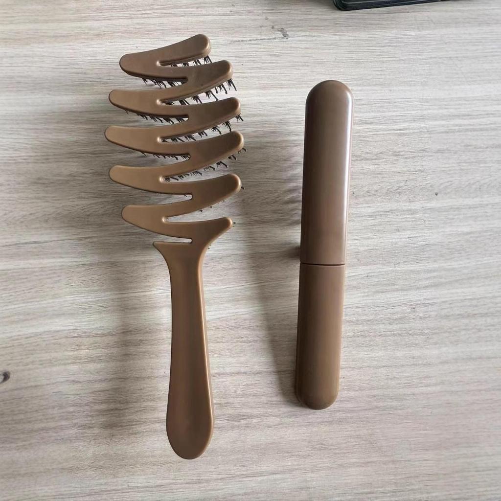 Bristle Pine Cone Pig Comb: Anti-Static Fluffy Hair Care & Scalp Massage Comb for Nourishing, Straightening & High Skull Top Styling.