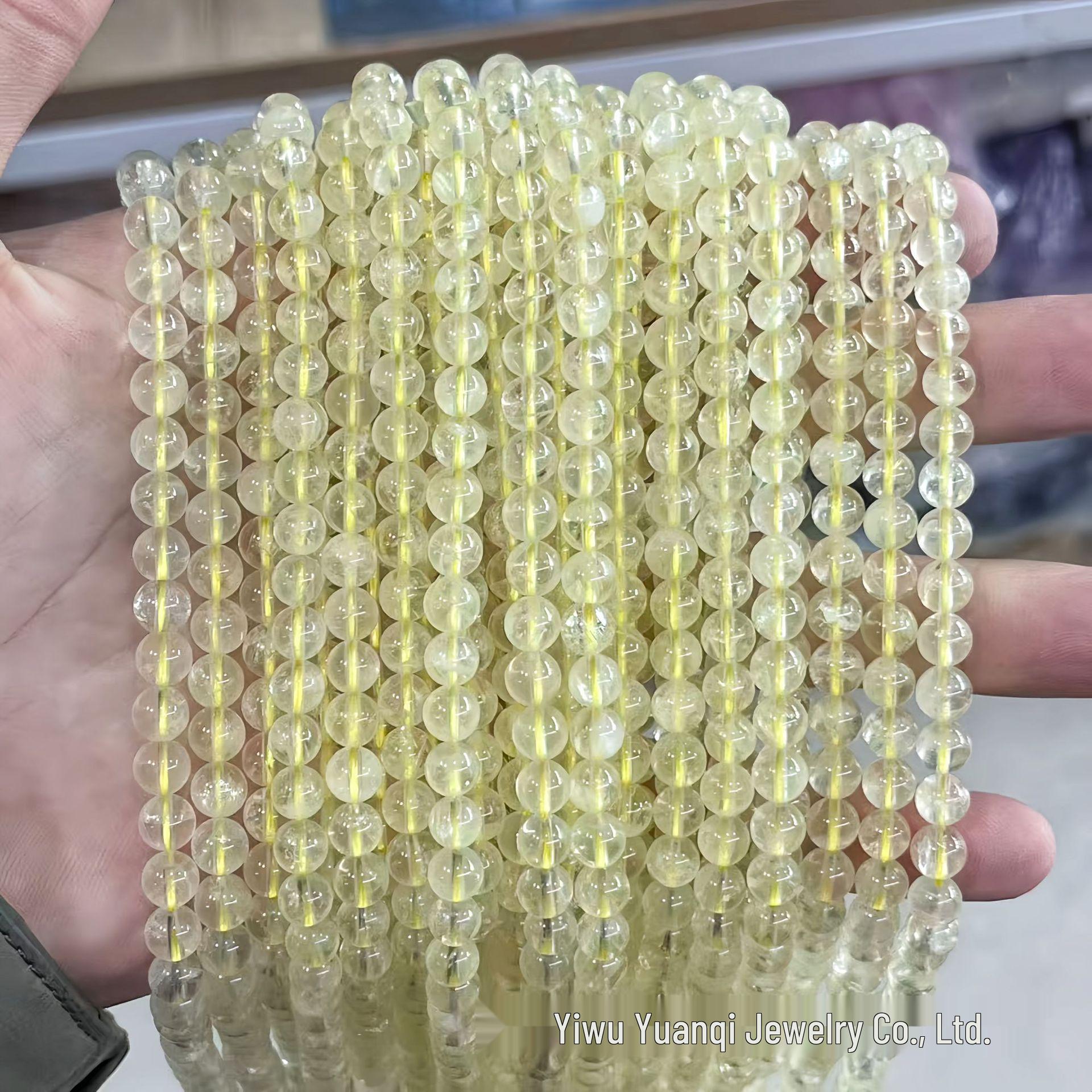 Yuanqi Jewelry Natural Lemon Quartz Round Loose Beads for DIY Beading Bracelet Accessories 6mm strand ~60 beads лимон/естественный