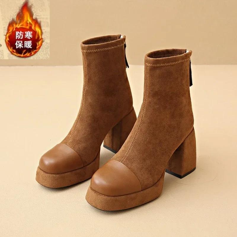 Fashion 2024 Designer Winter Women Modern Ankle Boots Casual Short Booties Ladies Platform Thick High Heels Shoes Dimension 34-40