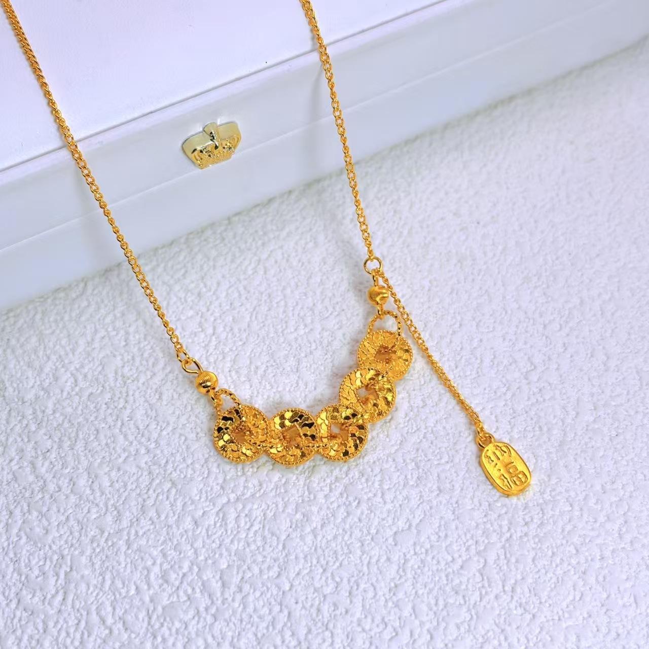 Crushed Ice Five Emperors Coin Lucky Item Female Light Luxury Explosive Flash Coin Bracelet Collarbone Chain