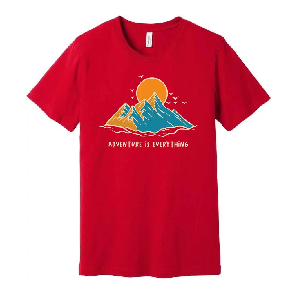 Adventure Is Everything Mountain Scene Graphic T Shirt for Outdoors Enthusiasts