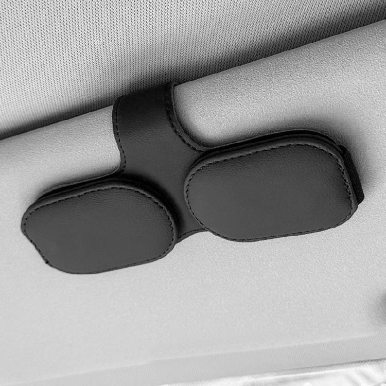 Multifunction Leather Sunglasses Card Holder Car Sun Visor Glasses Mount Hanger
