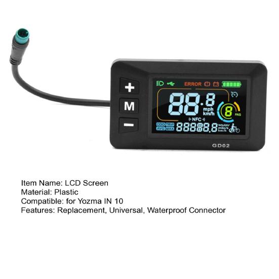 Ebike Display Passer til Yozma IN 10, LCD Panel Skærm til Elcykel med Vandtæt 5-Pins Stik, Kontrolpanel Måler til 22,2 MM Styr E Cykel