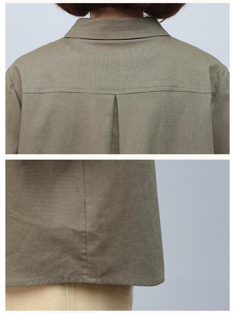 Plus Size Cotton Linen Long Sleeve Shirt for Middle-Aged Women - 2024 Spring & Autumn Fashion Mother's Top