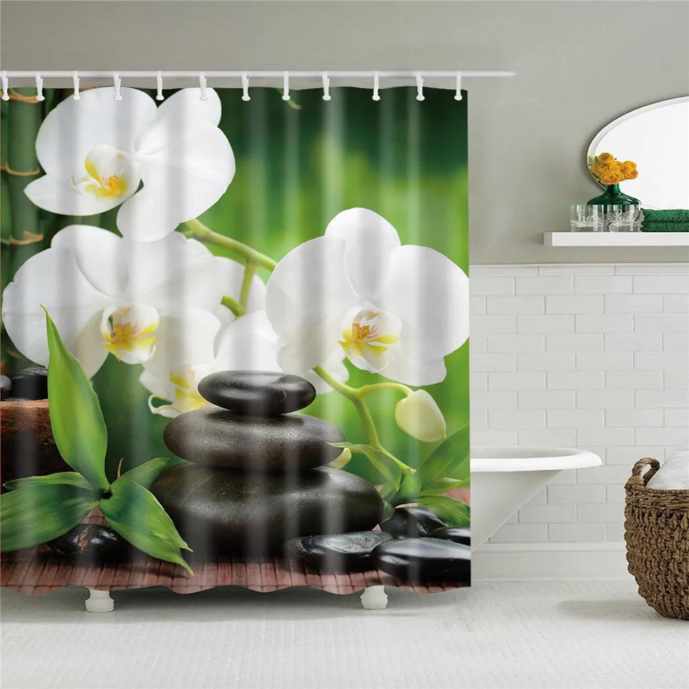 

Waterproof Bath Shower Curtains 3D Flowers Printing Custain For Bathroom High Quality Polyester Bath Screen Home Decoration W60H190(CM)-1 Pcs