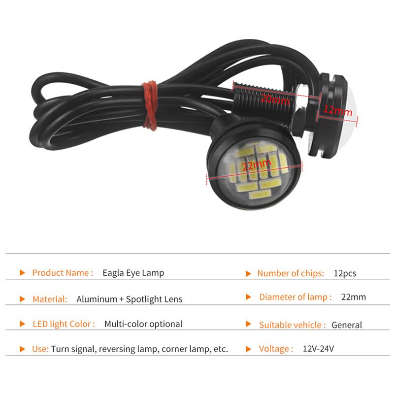 2PCS Eagle Eye LED 23mm 4014 12SMD Car Daytime Running Backup Turn Signal Lights Auto License Plate Lamps