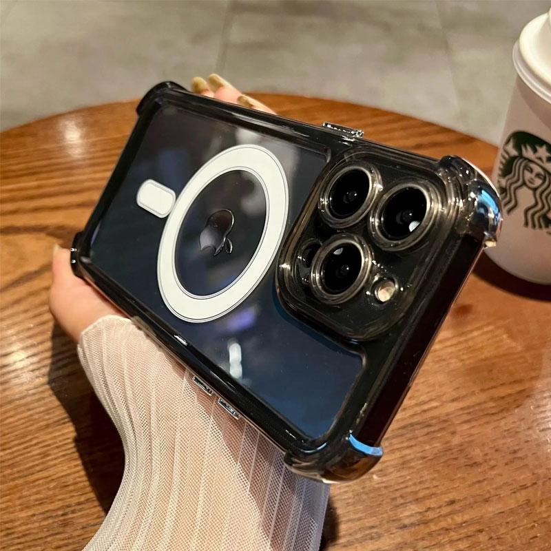 Luxury Magsafe Transparent Case For iPhone 16 15 14 13 12 11 Pro Max Plus Magnetic Wireless Charge Shockproof Soft Bumper Cover