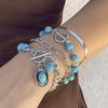 5pcs/Set Vintage Gold /Copper Color Simple Design Multielement Crystal Bracelets Set for Women  Adjustable Bangle Zircon GIft