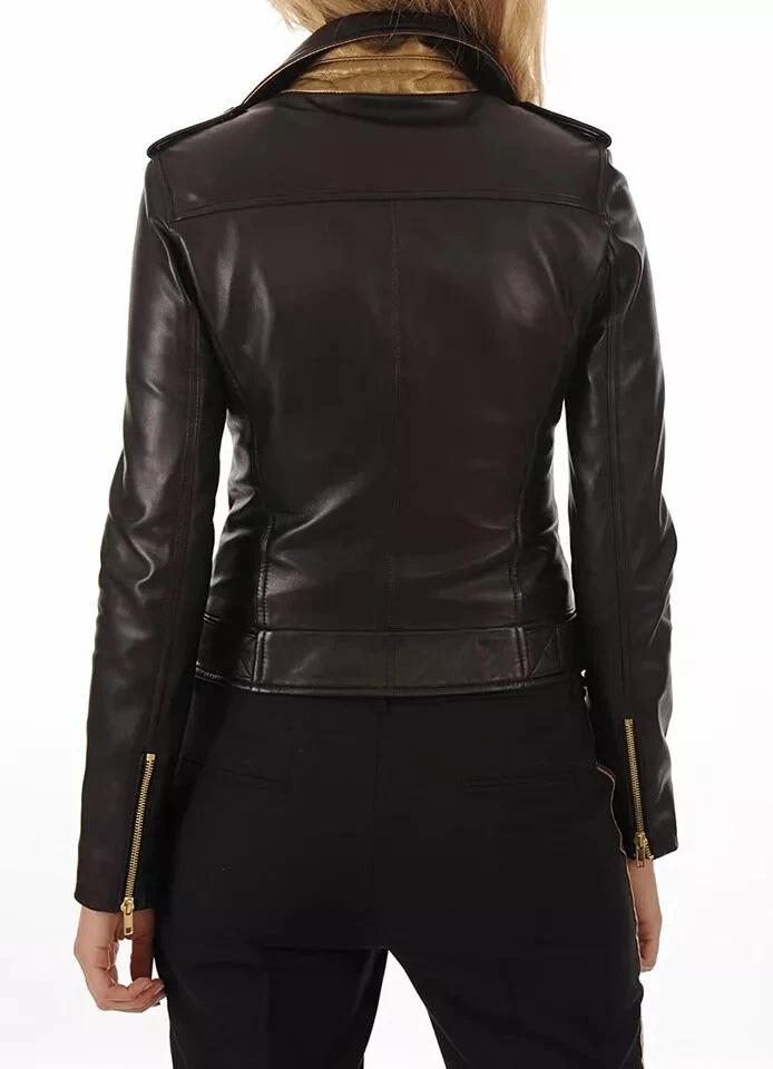 Motorrad Original Schwarze Damenjacke Biker Stilvoll Echtes Weiches Lammleder