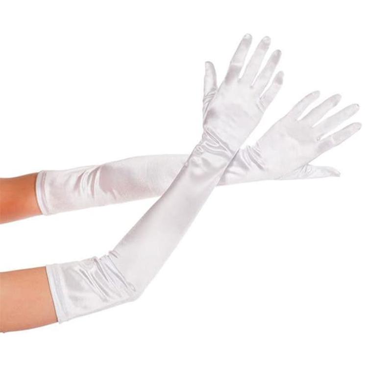 Bröllopsfest handskar Brudklänning Vit Halloween Jul Operabalsfest etikett armbågslånga handskar