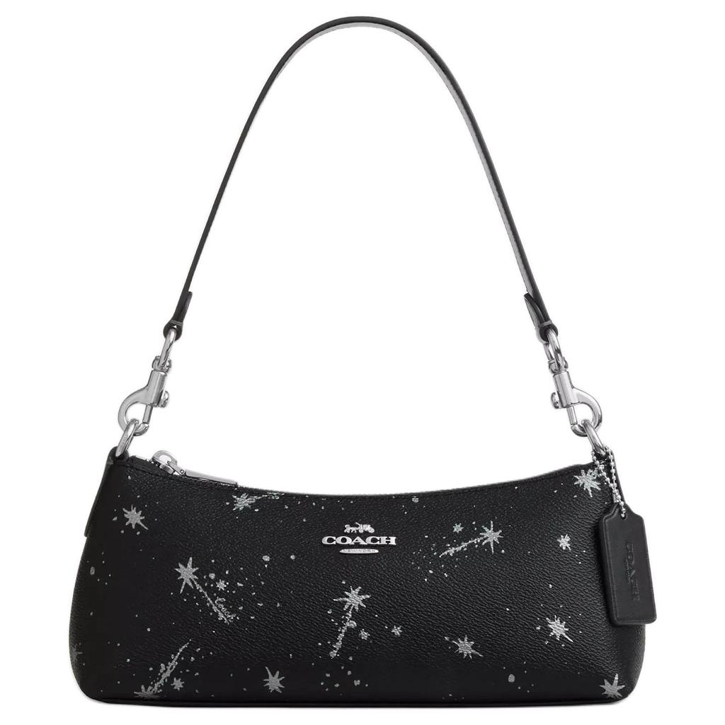 Coach Charlotte 25 Smooth Leather Star Print Shoulder Bag Women Shoulder Bag Black CCL41-SVA47