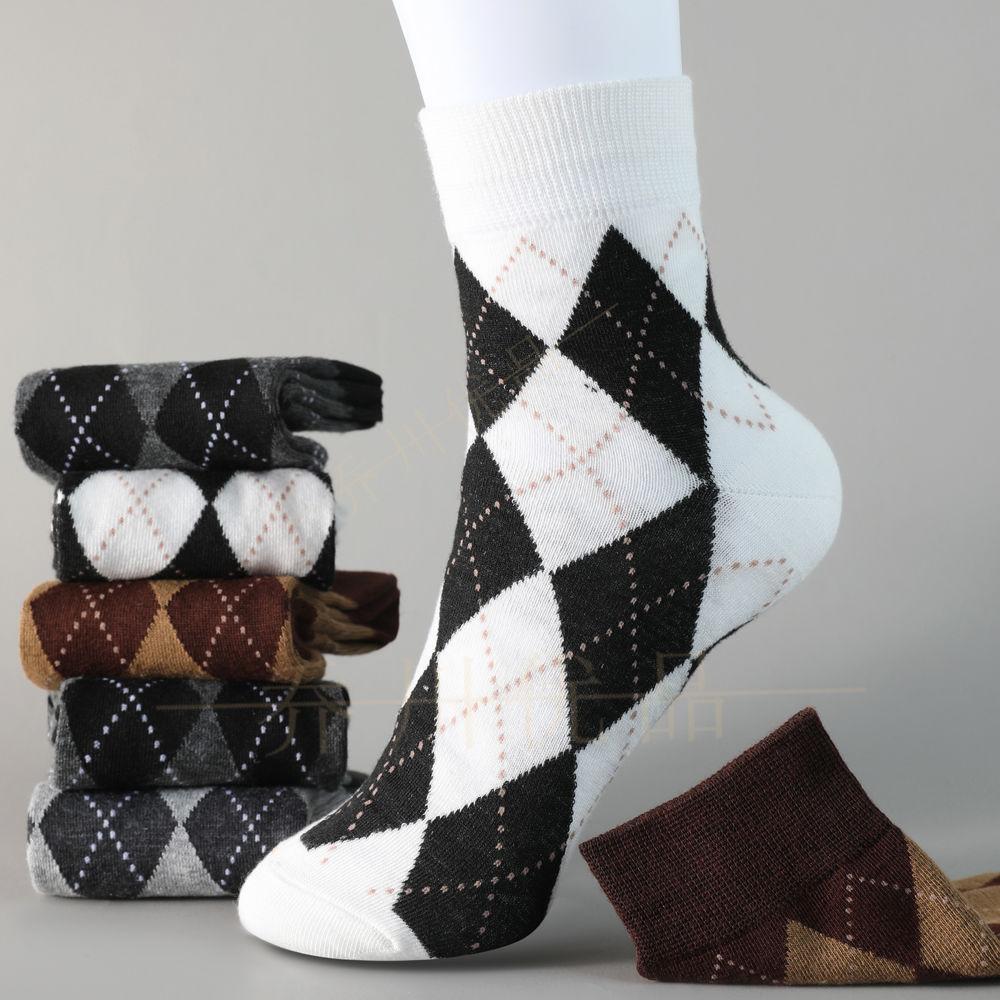 1/3/5/10 Pairs Men Checkered Pattern Socks Korean Style Fashionable Versatile Retro Socks Comfortable Casual Medium Length Socks