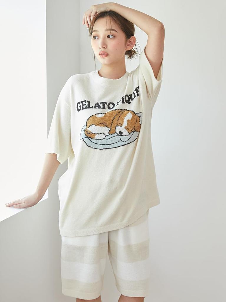 HOMME Airy Moco Dog Jacquard Pullover Shorts Set PMNT252965CRMM [Gelato Pique] [EC Exclusive] &