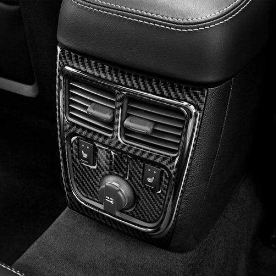 Fits Dodge Charger 2015~2022 Carbon Fiber Rear Console Seat USB Panel Cover Trim
