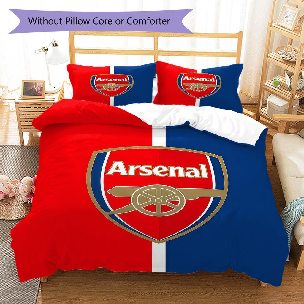 Logo The Gunners Zestaw pościeli z kołdrą Poszewka na kołdrę Poszewka na poduszkę Dekoracja domu Prezent urodzinowy (1 * poszwa na kołdrę + 2 * poszewki na poduszki, bez rdzenia)